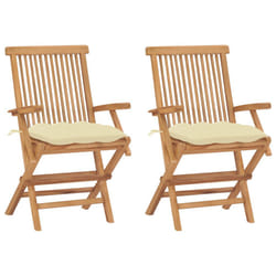 VidaXL 3062504 chaise d'extérieur Terrace Siège rembourré Teck Crème, Blanc