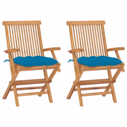 VidaXL 3062506, Terrace, Siège rembourré, Teck, Bleu, Polyester, 550 mm