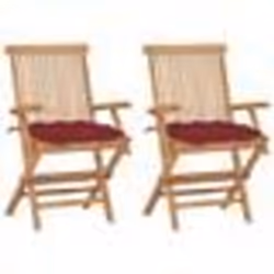 vidaXL Chaises de jardin coussins rouge bordeaux lot de 2 Teck massif - TU