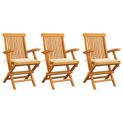 VidaXL 3062516, Terrace, Siège rembourré, Teck, Crème, Polyester, 550 mm