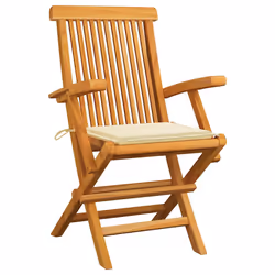 VidaXL 3062516 chaise d'extérieur Terrace Siège rembourré Teck Crème