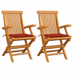 VidaXL 3062520, Terrace, Siège rembourré, Teck, Rouge, Polyester, 550 mm