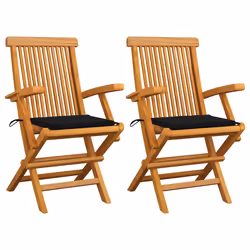 VidaXL 3062521, Terrace, Siège rembourré, Teck, Noir, Polyester, 550 mm
