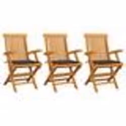vidaXL Chaises de jardin avec coussins taupe lot de 3 Bois teck massif - TU