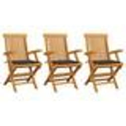 vidaXL Chaises de jardin avec coussins taupe lot de 3 Bois teck massif - TU