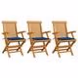 vidaXL Chaises de jardin avec coussins bleu royal lot de 3 Bois teck - TU