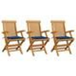 vidaXL Chaises de jardin avec coussins bleu royal lot de 3 Bois teck - TU