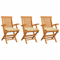 VidaXL 3062531, Terrace, Siège rembourré, Teck, Crème, Blanc, Polyester, 550 mm