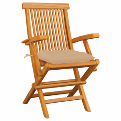 VidaXL 3062532 chaise d'extérieur Terrace Siège rembourré Teck Beige