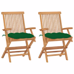 VidaXL 3062534, Terrace, Siège rembourré, Teck, Vert, Polyester, 550 mm