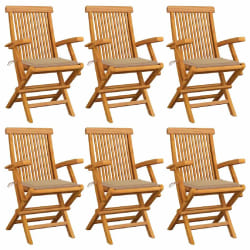 vidaXL Chaise de jardin avec coussin - Bois de teck massif