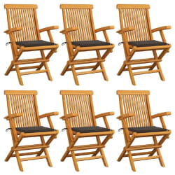 vidaXL Chaises de jardin avec coussins taupe lot de 6 Bois teck massif - TU