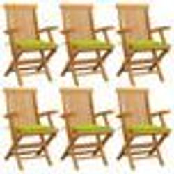 vidaXL Chaises de jardin avec coussins vert vif lot de 6 Bois teck - TU