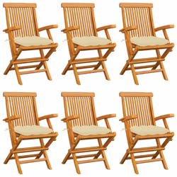 VidaXL 3062558, Terrace, Siège rembourré, Teck, Crème, Blanc, Polyester, 550 mm