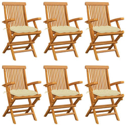 VidaXL 3062558 chaise d'extérieur Terrace Siège rembourré Teck Crème, Blanc