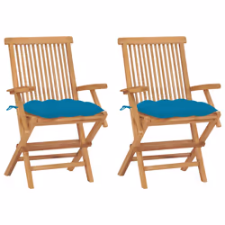 VidaXL 3062560, Terrace, Siège rembourré, Teck, Bleu, Polyester, 550 mm