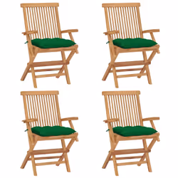 VidaXL 3062561, Terrace, Siège rembourré, Teck, Vert, Polyester, 550 mm
