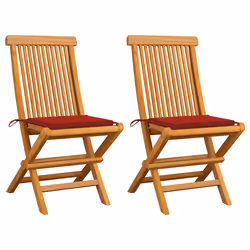 VidaXL 3062574, Terrace, Siège rembourré, Teck, Rouge, Polyester, 470 mm
