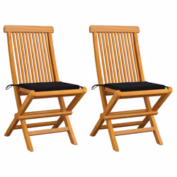 VidaXL 3062575, Terrace, Siège rembourré, Teck, Noir, Polyester, 470 mm