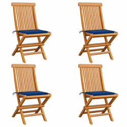 VidaXL 3062578, Terrace, Siège rembourré, Teck, Bleu, Polyester, 470 mm