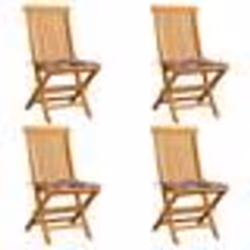 vidaXL Chaises de jardin et coussins à carreaux rouge lot de 4 Teck - TU
