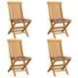 vidaXL Chaises de jardin et coussins à carreaux rouge lot de 4 Teck - TU