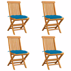 VidaXL 3062587, Terrace, Siège rembourré, Teck, Bleu, Polyester, 470 mm