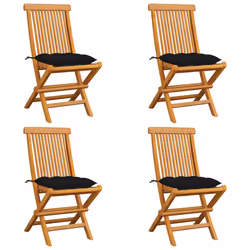 VidaXL 3062590, Terrace, Siège rembourré, Teck, Noir, Polyester, 470 mm