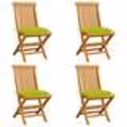 vidaXL Chaises de jardin avec coussins vert vif lot de 4 Bois de teck - TU