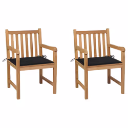VidaXL 3062737, Terrace, Siège rembourré, Teck, Noir, Polyester, 580 mm