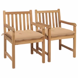 VidaXL 3062748, Terrace, Siège rembourré, Teck, Beige, Polyester, 580 mm