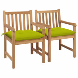 VidaXL 3062756, Terrace, Siège rembourré, Teck, Vert, Polyester, 580 mm