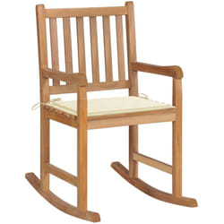 vidaXL Chaise à bascule avec coussin crème Bois de teck solide - TU
