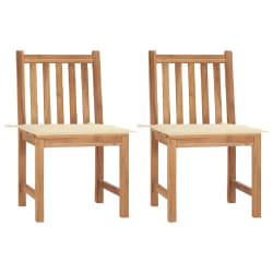 vidaXL Chaises de jardin lot de 2 avec coussins Bois de teck massif - TU