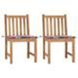 vidaXL Chaises de jardin lot de 2 avec coussins Bois de teck massif - TU