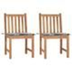 vidaXL Chaises de jardin lot de 2 avec coussins Bois de teck massif - TU