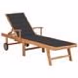 vidaXL Chaise longue avec coussin anthracite Bois de teck solide - TU