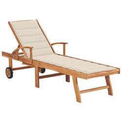 VidaXL 3063008 chaise d'extérieur Linge Siège rembourré Acier galvanisé, Teck Crème