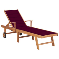 VidaXL 3063015 chaise d'extérieur Linge Siège rembourré Acier galvanisé, Teck Rouge