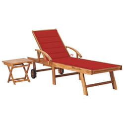 VidaXL 3063027 chaise d'extérieur Linge Siège rembourré Acier galvanisé, Teck Rouge