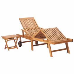 VidaXL 3063035 chaise d'extérieur Linge Siège rembourré Acier galvanisé, Teck - Vue supplémentaire 3