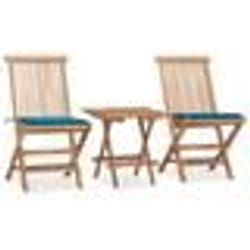 vidaXL Ensemble à manger d'extérieur pliable avec coussin 3 pcs Teck - TU