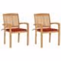 vidaXL Chaises de jardin lot de 2 et coussins rouge Bois teck massif - TU