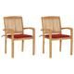 vidaXL Chaises de jardin lot de 2 et coussins rouge Bois teck massif - TU