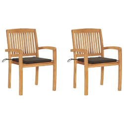 vidaXL Chaises de jardin lot de 2 et coussins taupe Bois teck massif - TU