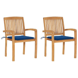 vidaXL Chaises de jardin lot de 2 avec coussins bleu royal Teck massif - TU