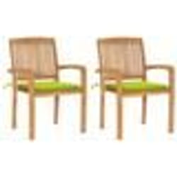 vidaXL Chaises de jardin lot de 2 avec coussins vert vif Teck massif - TU