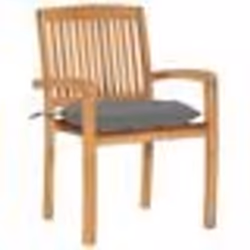 vidaXL Chaises de jardin lot de 2 et coussins gris Bois de teck massif - TU