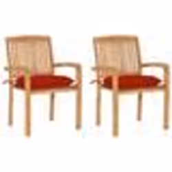 vidaXL Chaises de jardin lot de 2 et coussins rouge Bois teck massif - TU