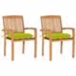 vidaXL Chaises de jardin lot de 2 avec coussins vert vif Teck massif - TU